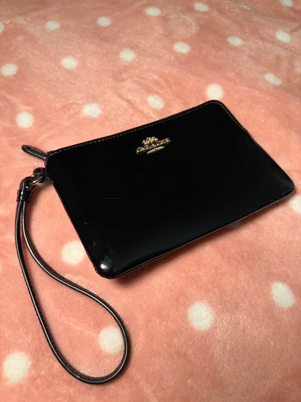 Coach Black Patent Leather Wristlet